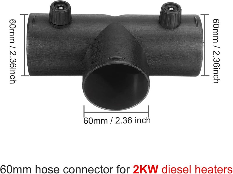 Copgge Diesel Heater Duct Connector Parking Heater Pipe Hose Ducting Vent Connector with Adjustable Valve Flap for Eberspacher Webasto Diesel Heater, for Chinese Diesel Heater 2KW (T Piece 60MM) - Image 2